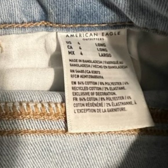 AMERICAN EAGLE Women's Jeans Next Level Stretch High Waisted Button Fly 4Long - Picture 5 of 6